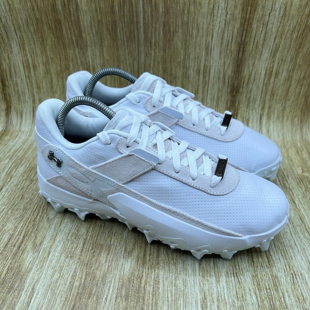 Under Armour Harper 10 Pro TPU Men's Size 9.5 White Baseball Shoes 6010136-101